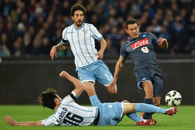 Marco Parolo Lazio, Walter Gargano Napoli - Napoli, 08-04-2015 - Coppa Italia - SSC Napoli - Lazio Roma - andreaxstaccioli