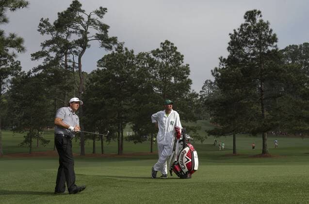 Phil Mickelson hits from the 7th fairway onto the 17th green during a practice round at the 2015 Masters Tournament at Augusta, National in Augusta, Georgia on April 8, 2015.  AUG20150408329 KEVINxDIETSCH