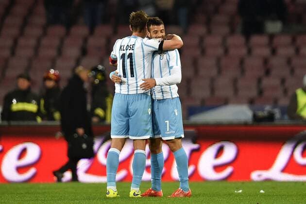 Jubel Miroslav Klose, Felipe Anderson Lazio Schlussjubel Celebration Coppa Italia Semifinale SSC Napoli - Lazio Rom andreaxstaccioli