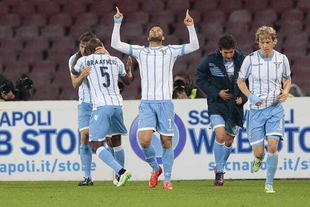 Jubel Felipe Anderson Lazio, Senad Lulic Lazio, Coppa Italia Semifinale SSC Napoli - Lazio Rom cesarexpurini