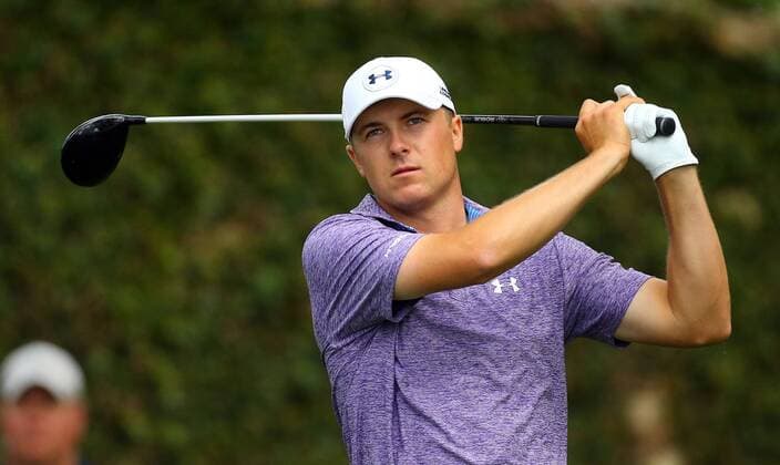 April 10, 2015 - Augusta, GA, USA - Jordan Spieth hits from the 2nd tee during the second round of the Masters at Augusta National Golf Club on Friday, April 10, 2015, in Augusta, Ga. Masters day 2 - ZUMAm67_