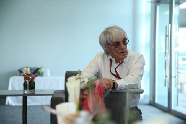 Bernie Ecclestone, chief executive of the Formula One Group, listens to a question at an interview during the 2015 Formula 1 Chinese Grand Prix in Shanghai, China, 11 April 2015. Bernie Ecclestone interviewed during 2015 Formula 1 Chinese Grand Prix  20150411_27030