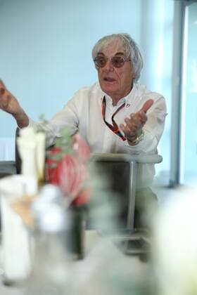 Bernie Ecclestone, chief executive of the Formula One Group, speaks at an interview during the 2015 Formula 1 Chinese Grand Prix in Shanghai, China, 11 April 2015. Bernie Ecclestone interviewed during 2015 Formula 1 Chinese Grand Prix  20150411_43404