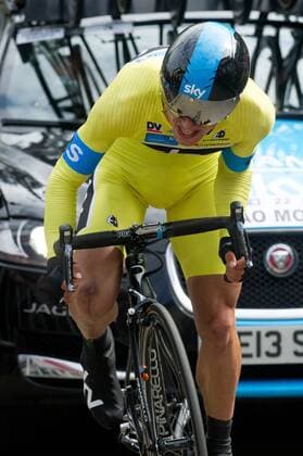 Sergio Henao of SKY competes during the 18,3 km individual time-trial and last stage of the 55rd edition of the Vuelta al Pais Vasco (Tour of the Basque Country) cycling race in Aia on April 11, 2015 