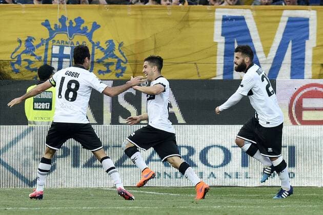 Db Parma 11 04 2015 - campionato di calcio serie A FC Parma vs Juventus Turin: Torjubel Jose Mauri 