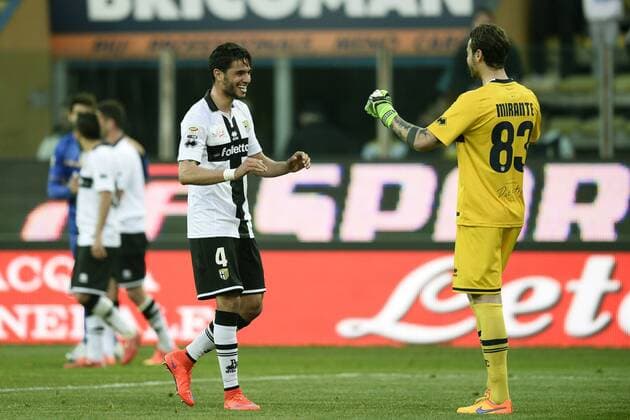 Db Parma 11 04 2015 - campionato di calcio serie A FC Parma vs Juventus Turin: Schlussjubel Parma 