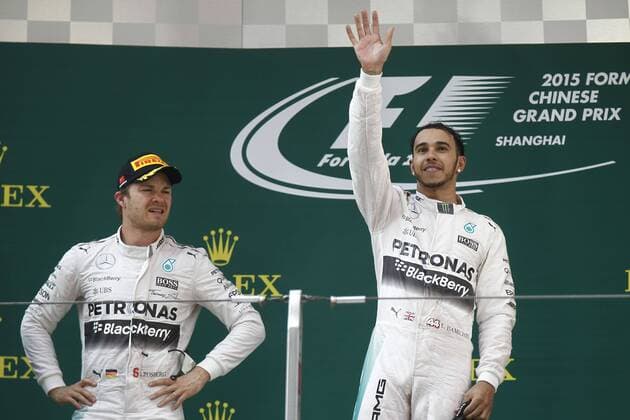 Motorsports: FIA Formula One World Championship WM Weltmeisterschaft 2015, Grand Prix of China, 6 Nico Rosberg (GER, Mercedes AMG Petronas Formula One Team), 44 Lewis Hamilton (GBR, Mercedes AMG Petronas Formula One Team), xHOCHxZWEIx