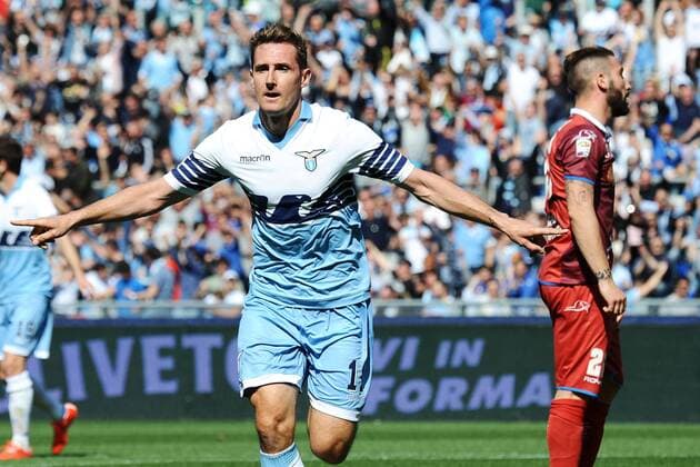 Miroslav Klose Lazio 2-0 Goal celebration Roma 12-04-2015 Stadio Olimpico, Football Calcio Serie A Lazio Roma - FC Empoli. Foto AndreaxStaccioli Insidefoto andreaxstaccioli