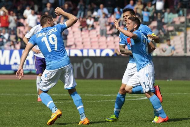 Dries Mertens Napoli, dopo il gol, goal celebration Napoli 12-04-2015 Stadio San Paolo Football Calcio Serie A SSC Napoli - ACF Fiorentina AC Florenz Foto CesarexPurini Insidefoto cesarexpurini