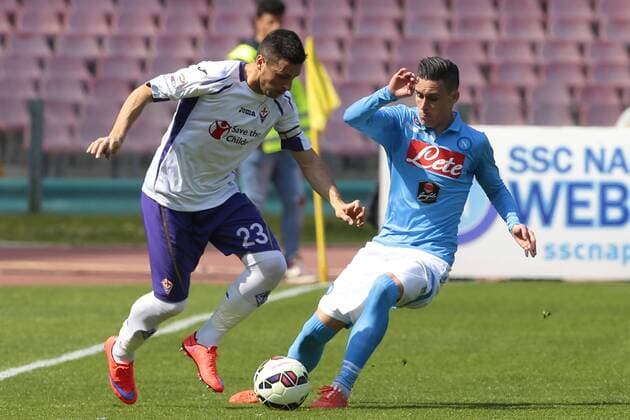 Manuel Pasqual Fiorentina, Jose Maria Callejon Napoli, Napoli 12-04-2015 Stadio San Paolo Football Calcio Serie A Napoli - Fiorentina Foto Cesare Purini Insidefoto cesarexpurini