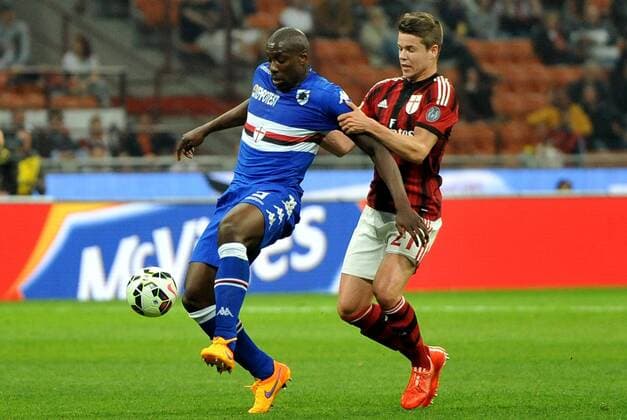 Aktuell Fußball, Italien, Serie A, AC Mailand - Sampdoria Genua IPP20150412 Football soccer Serie A, AC Mailand Sampdoria Genua, stefano okaka e marco van ginkel Hinweis Verwendung nur in Deutschland only Germany xHOCHxZWEIx xItalyxPhotoxPressx 