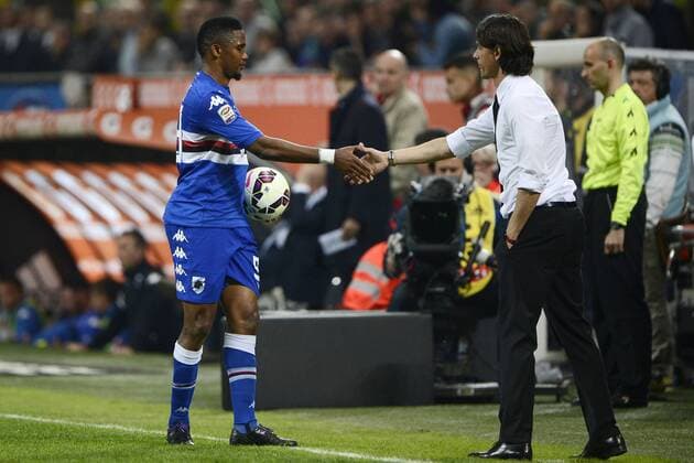 Samuel Eto o Sampdoria, Filippo Inzaghi Milan Milano 12-04-2015 Stadio Giuseppe Meazza - Football Calcio Serie A Milan - Sampdoria. Foto Giuseppe Celeste Insidefoto giuseppexceleste