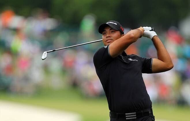 April 12, 2015 - Augusta, GA, USA - Jason Day hits on the first fairway during the final round of the Masters on Sunday, April 12, 2015, at Augusta National Golf Club in Augusta, Ga. Masters final round - ZUMAm67_