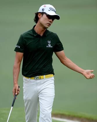 April 12, 2015 - Augusta, GA, USA - Kevin Na reacts to his missed putt on the second green during the final round of the Masters on Sunday, April 12, 2015, at Augusta National Golf Club in Augusta, Ga. Masters final round - ZUMAm67_