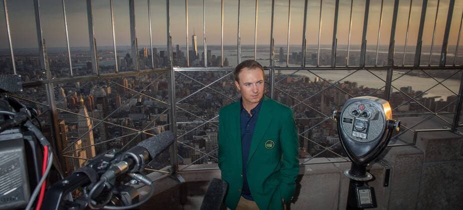 April 13, 2015 - Manhattan, New York, USA - 2015 Masters Champion JORDAN SPIETH visits the Empire State Building, Monday, April 13, 2015. 2015 Masters Champion Jordan Spieth Visits The Empire State Building - ZUMAb148