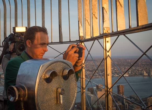 April 13, 2015 - Manhattan, New York, USA - 2015 Masters Champion JORDAN SPIETH visits the Empire State Building, Monday, April 13, 2015. 2015 Masters Champion Jordan Spieth Visits The Empire State Building - ZUMAb148
