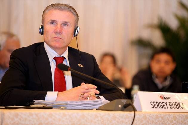 (150415) -- BEIJING, April 15, 2015 -- International Association of Athletics Federations (IAAF) Vice President Sergey Bubka reacts during the opening ceremony of the 198th IAAF Council Meeting held in Beijing, capital of China, on April 15, 2015. ) (SP)CHINA-BEIJING-IAAF-COUNCIL MEETING-OPEN (CN) LixMing 