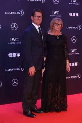 Fabio Capello, left, head coach of the Russia national football team, poses with wife Laura on the red carpet for the Laureus World Sports Awards Shanghai 2015 in Shanghai, China, 15 April 2015. Stars glam up red carpet for Laureus World Sports Awards Shanghai 2015  20150415_63428
