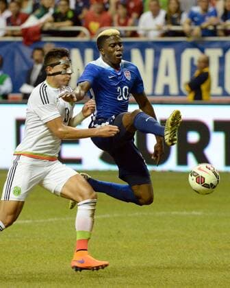 April 15, 2015 Halftime. . Gyasi Zardes 20 of the USA Men s Soccer team in action vs Mexico at the Alamodome in an International Friendly Länderspiel in San Antonio Texas. Mexico and the U.S. are tied at the half. SOCCER 2015: USA vs Mexico APR 15 - ZUMAc04_