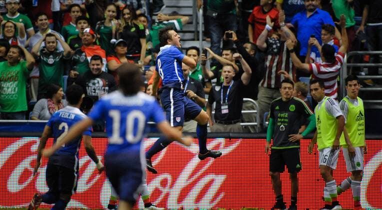 April 15, 2015 - San Antonio, TX, U.S - USA s Jordan Morris reacts after scoring the game s first goal during a friendly match Wednesday April 15, 2015 at the Alamodome in San Antonio, Texas. The US Men s national team Nationalteam defeated Mexico, 2-0. News - April 15, 2015 - ZUMAbm2_