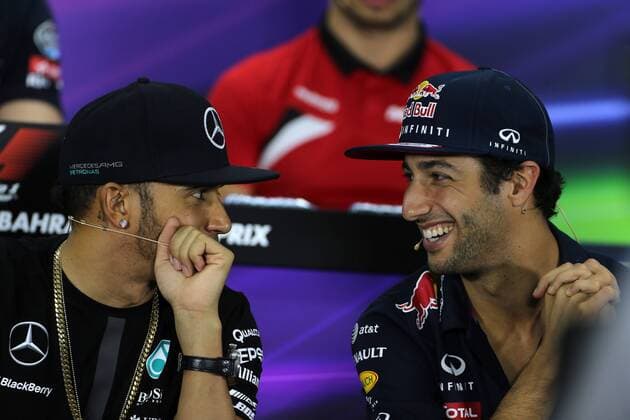 16.04.2015 - press conference PK Pressekonferenz Lewis Hamilton (GBR) Mercedes AMG F1 W06 and Daniel Ricciardo (AUS) Red Bull Racing RB11 Bahrain Grand Prix, Sakhir 16 - 19 April 2015 