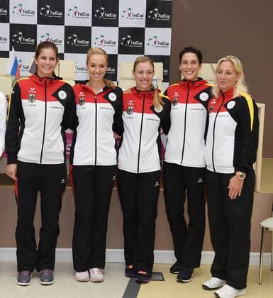 2015 Fedcup Semifinale Sotchi,Russland 18 19.April 2015 Official Draw Deutsches Team v.L.: Julia Goerges,Sabine Lisicki,Angelique Kerber,Andrea Petkovic, Barbara Rittner