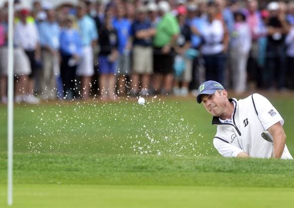 April 17, 2015 - Hilton Head, SC, USA - Matt Kuchar hits from the bunker on the 9th hole during the second round of the RBC Heritage Presented by Boeing at Harbour Town Golf Links in Sea Pines on Hilton Head Island, S.C., on Friday, April 17, 2015. RBC Heritage, second round - ZUMAm67_