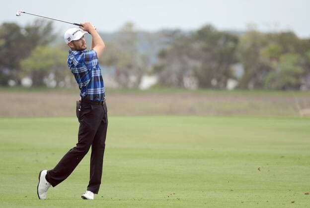 April 17, 2015 - Hilton Head, SC, USA - Troy Merritt from the 18th fairway during the second round of the RBC Heritage Presented by Boeing at Harbour Town Golf Links in Sea Pines on Hilton Head Island, S.C., on Friday, April 17, 2015. RBC Heritage, second round - ZUMAm67_