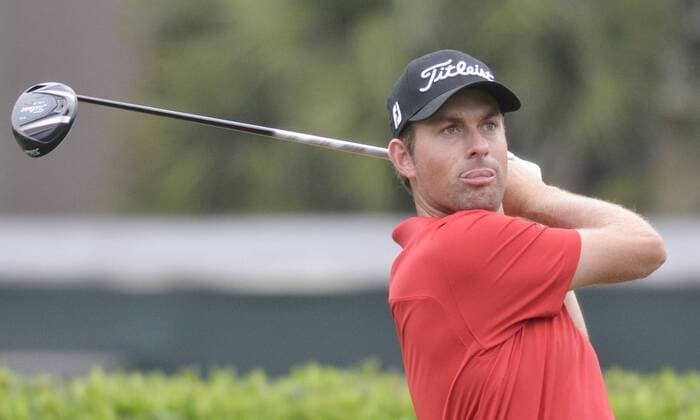 April 18, 2015 - Hilton Head Island, SC, USA - Webb Simpson hits from the 1st tee during the third round of the RBC Heritage Presented by Boeing on Saturday, April 18, 2015, at Harbour Town Golf Links on Hilton Head Island, S.C. HeritaRBC Heritage Presented by Boeing, third round - ZUMAm67_