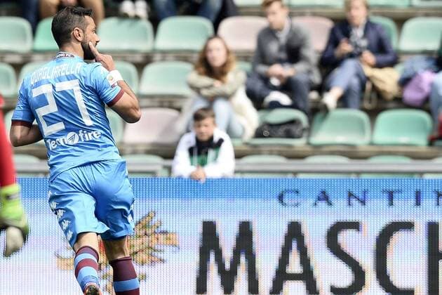 Reggio Emilia 19 04 2015 - campionato di calcio serie A US Sassuolo - FC Torino: esultanza gol Fabio Quagliarella 