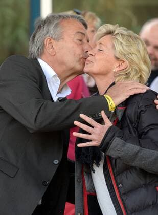 19.04.2015, xjhx, Fussball Champions League 1 2 Finale, 1.FFC Frankfurt - Broendby IF Kopenhagen, v.l. DFB Praesident Wolfgang Niersbach (Deutscher Fussball Bund), Trainerin Silvia Neid (Deutschland)