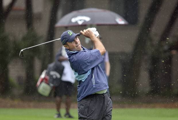 April 19, 2015 - Hilton Head, SC, USA - Matt Kuchar watches to see where his ball lands after hitting it on the fairway on the first hole during the final round of the RBC Heritage Presented by Boeing on Sunday, April 19, 2015, at Harbour Town Golf Links on Hilton Head Island, S.C. RBC Heritage final round - ZUMAm67_