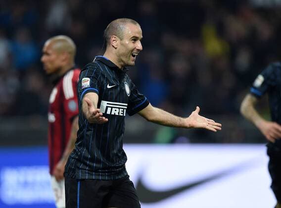 FUSSBALL INTERNATIONAL SERIE A SAISON 2014 2015 31. Spieltag Inter Mailand - AC Mailand 19.04.2015 JUBEL Inter Mailand; Rodrigo Palacio 