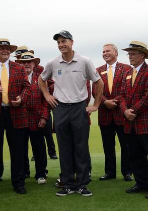 19 April 2015: Jim Furyk during the awards ceremony after winning the tournament during the final round of the RBC Heritage Presented by Boeing golf tournament at Harbour Town Golf Links in Hilton Head Island, SC. GOLF: APR 19 PGA Golf Herren - RBC Heritage - Final Round Icon2011504199696 EDITORIAL USE ONLY