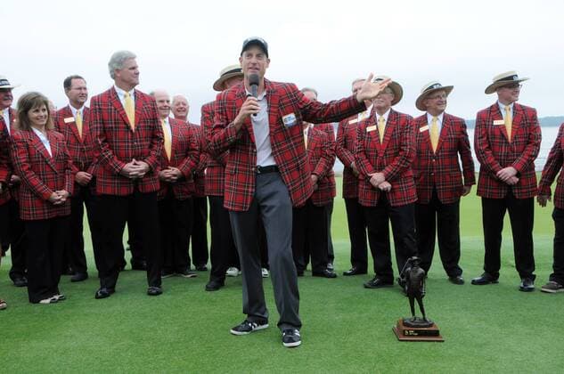 19 April 2015: Jim Furyk during the awards ceremony after winning the tournament during the final round of the RBC Heritage Presented by Boeing golf tournament at Harbour Town Golf Links in Hilton Head Island, SC. GOLF: APR 19 PGA Golf Herren - RBC Heritage - Final Round Icon2011504199718 EDITORIAL USE ONLY