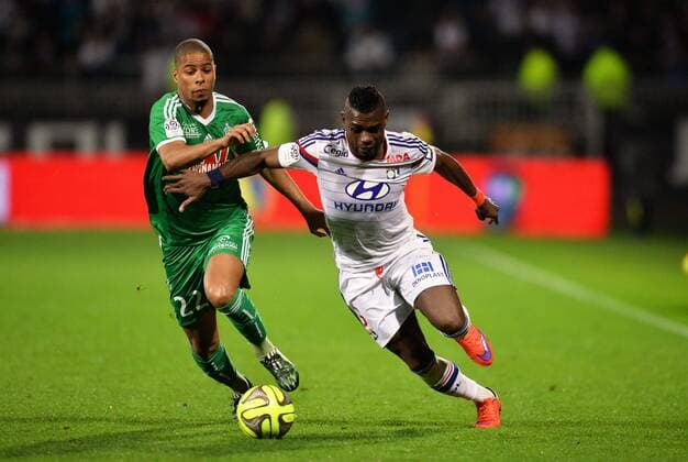 Henri Bedimo (sainte) - Kevin Monnet Paquet (sainte) FOOTBALL : Lyon vs Saint Etienne - Ligue 1 - 19 04 2015 AnthonyBIBARD FEP Panoramic 