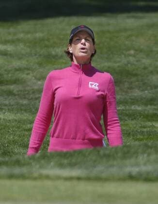 April 23, 2015 - Daly City, CA, USA - Juli Inkster watches her shot out of the greenside bunker on the 6th hole during the first round of the Swinging Skirts LPGA Golf Damen Classic at Lake Merced Golf Club in Daly City, Calif., on Thursday, April 23, 2015. Swinging Skirts LPGA Classic at Lake Merced Golf Club - ZUMAm67_