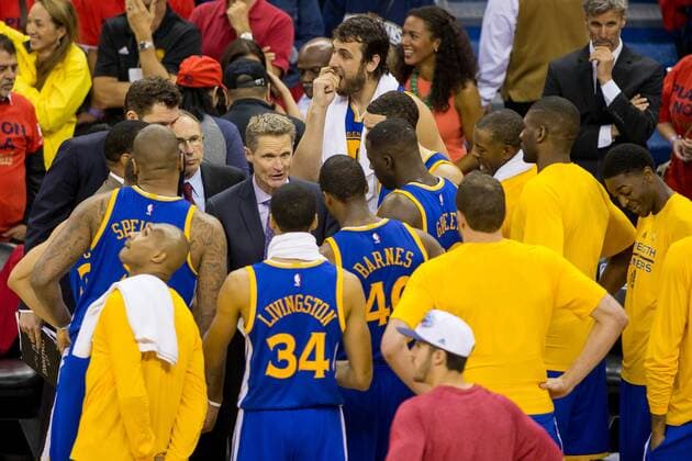 April 23, 2015: Golden State Warriors head coach Steve Kerr during the game between Golden State Warriors and New Orleans Pelicans at the Smoothie King Center in New Orleans, LA. Stephen Lew CSM NBA Basketball Herren USA 2015: Warriors at Pelicans APR 23 - ZUMAc04_