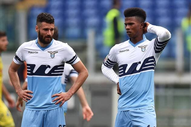 Aktuell Fußball, Italien, Serie A, Lazio Rom - AC Chievo Verona Antonio Candreva, Keita Balde Lazio dejection Roma 26-04-2015 Stadio Olimpico, Football Calcio Campionato Italiano Serie A, Lazio Rom vs. AC Chievo Verona andreaxstaccioli
