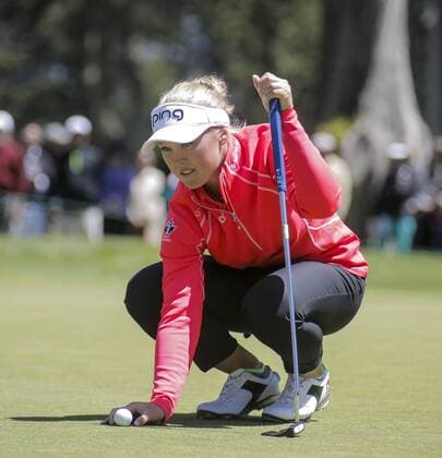 APR 26, 2015 San Francisco, CA : Morgan Pressel study a putt shot at the First hole during LPGA Golf Damen Swinging Skirts Classic at Lake Merced Golf Club San Francisco, CA LPGA Golf 2015: Swinging Skirts Classic Final Round APR 26 - ZUMAc04_