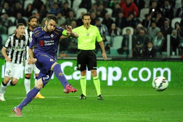 Elfmeter Gonzalo Rodriguez Fiorentina Goal celebration Torino 28-04-2015 Juventus Stadium, Football Calcio Campionato Italiano Serie A 2014 2015 Juventus Turin vs ACF Fiorentina (FC Florenz) andreaxstaccioli