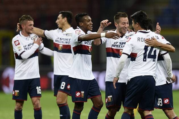 Db Milano 29 04 2015 - campionato di calcio serie A AC Mailand vs CFC Genua 1893 FC: Schlussjubel Genua 
