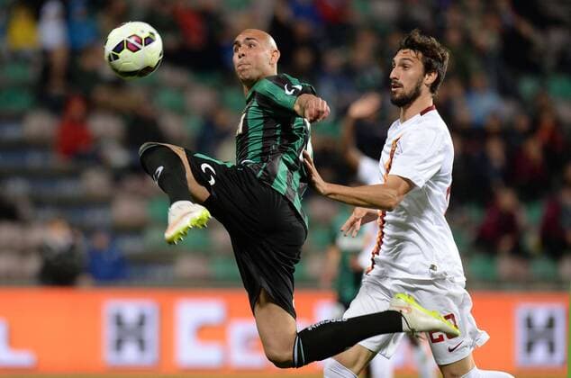 IPP20150429 Football - soccer: Serie A, Sassuolo Calcio - AS Rom, simone zaza, davide astori xHOCHxZWEIx xItalyxPhotoxPressx 