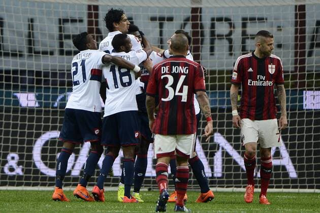 Tino Costa Genoa 0-2. Celebration goal Milano 29-04-2015 Stadio Giuseppe Meazza - Football Calcio Serie A AC Mailand vs CFC Genua 1893 FC giuseppexceleste