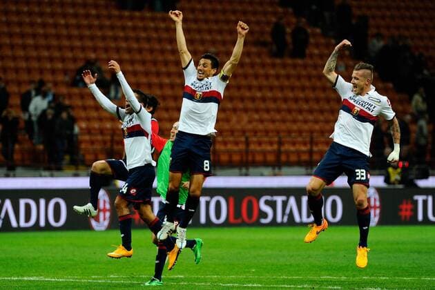 Esultanza giocatori Genoa a fine gara Milano 29-04-2015 Stadio Giuseppe Meazza - Football Calcio Serie A Milan - Genoa. Foto Giuseppe Celeste Insidefoto giuseppexceleste