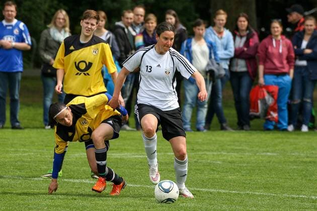 Birgit Prinz (Retro Germany) im Spiel gegen Nationalteam Brief der Deutschen Post AG, Fussball, DFB-Pokal der Frauen, 1. FFC Turbine Potsdam - VfL Wolfsburg, xozx