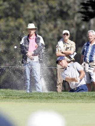 May 01, 2015: Gary Woodland drives his shot out of the left side bunker on 1 during early third round action of the World Golf Championships at Harding Park in San Francisco, CA. GOLF: MAY 01 PGA Golf Herren - World Golf Championships-Cadillac Match Play - Third Round Icon788150501003 EDITORIAL USE ONLY