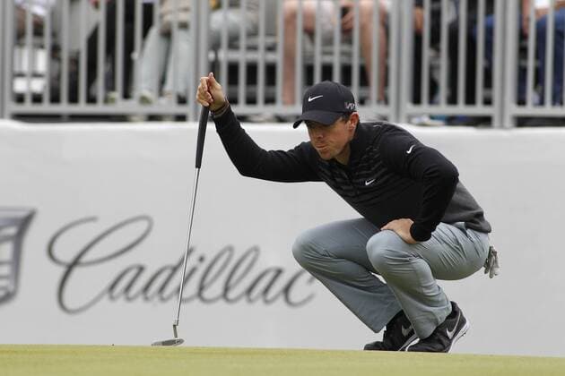 May 01, 2015: Rory McIlroy sets up for his putt on 11 during the third round of the World Golf Championships at Harding Park in San Francisco, CA. GOLF: MAY 01 PGA Golf Herren - World Golf Championships-Cadillac Match Play - Third Round Icon788150501016 EDITORIAL USE ONLY