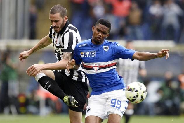 Db Genova 02 05 2015 - campionato di calcio serie A Sampdoria Genua vs Juventus Turin: Leonardo Bonucci-Samuel Eto o 