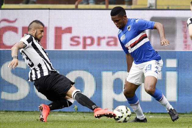 Db Genova 02 05 2015 - campionato di calcio serie A Sampdoria Genua vs Juventus Turin: Samuel Eto o-Arturo Vidal 